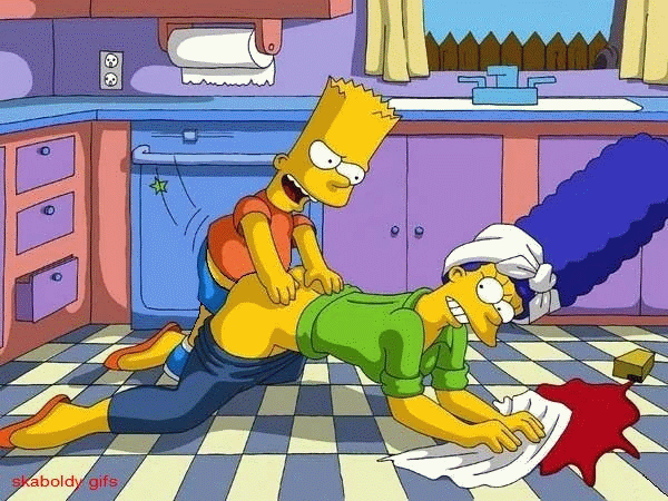 Bart sorprende a Marge y le da una buena follada